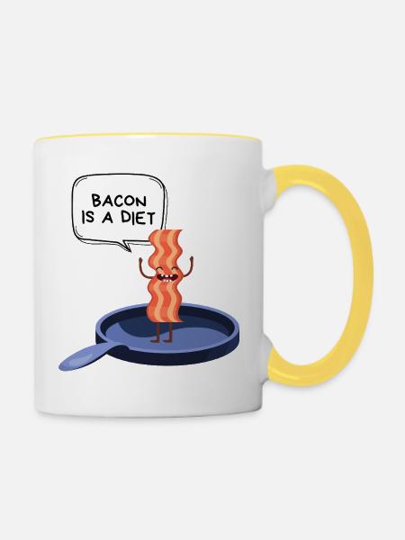 Humor-Speck-Diät - Tasse zweifarbig - Weiß/Gelb