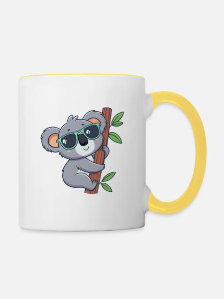 Koala Trendy Sonnenbrille - Tasse zweifarbig - Weiß/Gelb