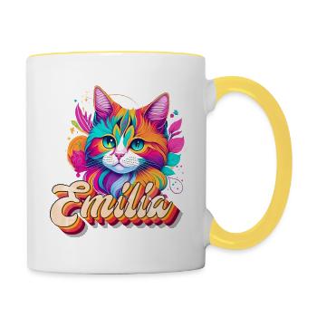 Emilia, maiden name, favorite name - Contrasting Mug - white/yellow - Right