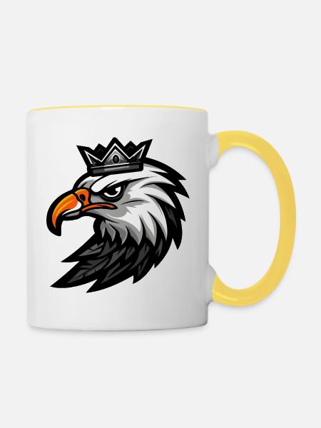 Adler Kopf Krone - Tasse zweifarbig - Weiß/Gelb