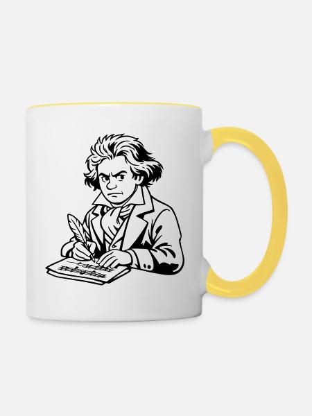 Beethoven - Tasse zweifarbig - Weiß/Gelb