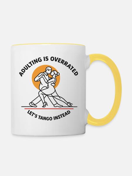 Tango Argentino Leidenschaft Geschenk - Tasse zweifarbig - Weiß/Gelb