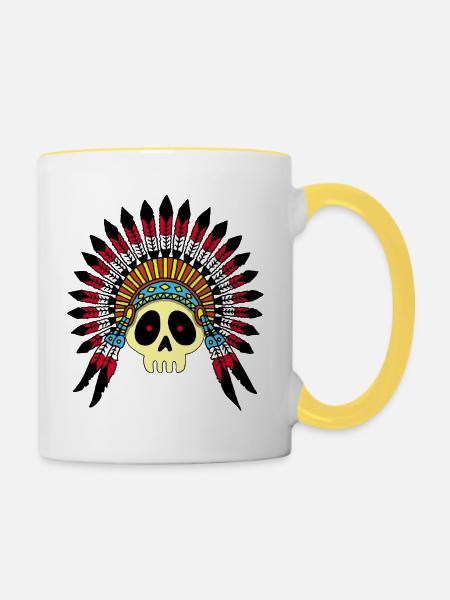 Indian Chief Skull (Farbe) - Tasse zweifarbig - Weiß/Gelb
