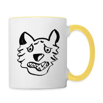Black Wolf Graffiti Lines - Contrasting Mug - white/yellow - Right