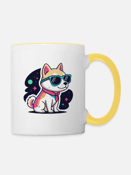 Hund Astral Neonbrille - Tasse zweifarbig - Weiß/Gelb