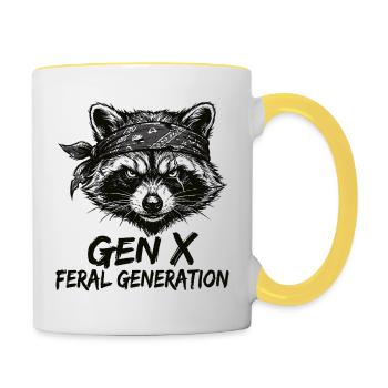 Raccoon Gen X Feral Generation - Contrasting Mug - white/yellow - Right