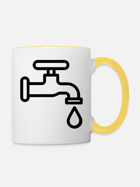 Klopfen - Tasse zweifarbig - Weiß/Gelb