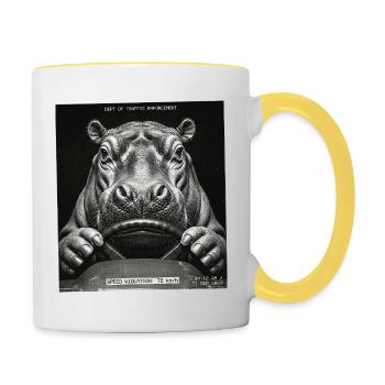 Nilpferd Radar Kontrolle Blitzer - Tasse zweifarbig - Weiß/Gelb - Rechts