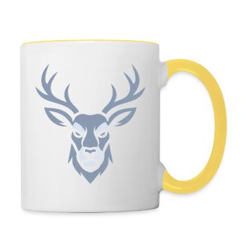 Blauer Hirschkopf  - Tasse zweifarbig - Weiß/Gelb - Rechts