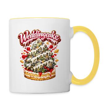 Gâteau de mariage Graffiti Bud Art Print - Mug contrasté - blanc/jaune - Droite