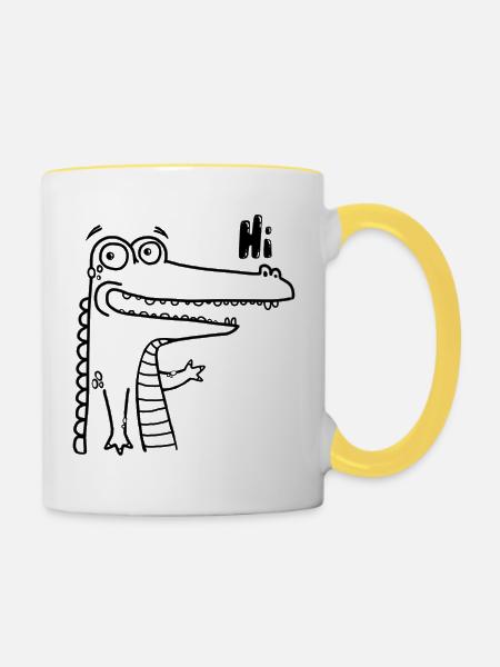 Happy Hi-Croco - Tasse zweifarbig - Weiß/Gelb
