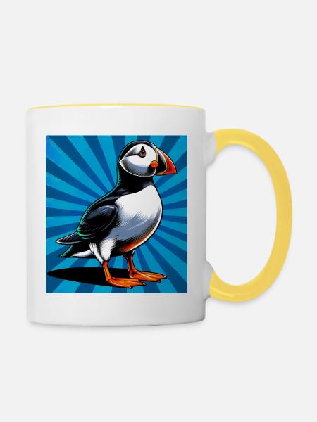 Papageitaucher - Tasse zweifarbig - Weiß/Gelb