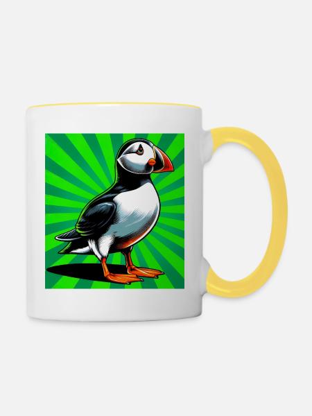 Papageitaucher - Tasse zweifarbig - Weiß/Gelb