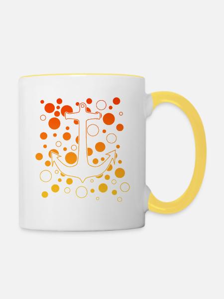 Leuchtender Anker mit Bubbles - Tasse zweifarbig - Weiß/Gelb