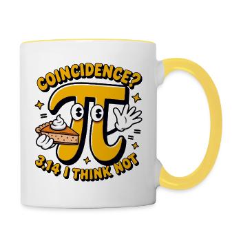 Coïncidence du Jour Pi 3.14 Conception de Gâteau Mathématique - Mug contrasté - blanc/jaune - Droite