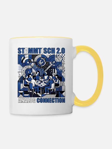 Stammtisch 2.0 - Tasse zweifarbig - Weiß/Gelb