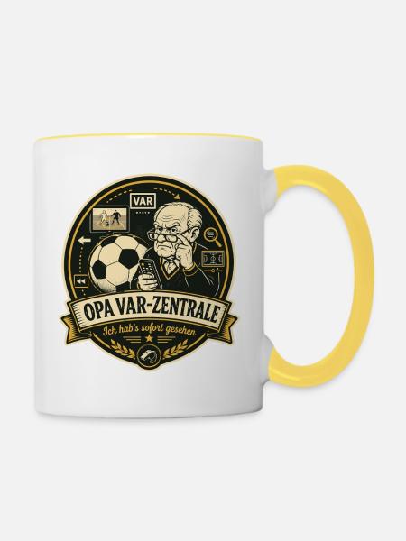 Opa VAR-Zentrale - Tasse zweifarbig - Weiß/Gelb