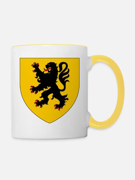 Heraldisches Wappen von Flandern - Tasse zweifarbig - Weiß/Gelb