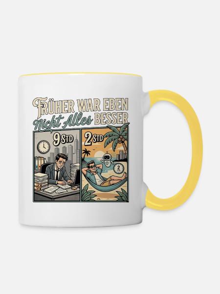 KI Experte - Tasse zweifarbig - Weiß/Gelb
