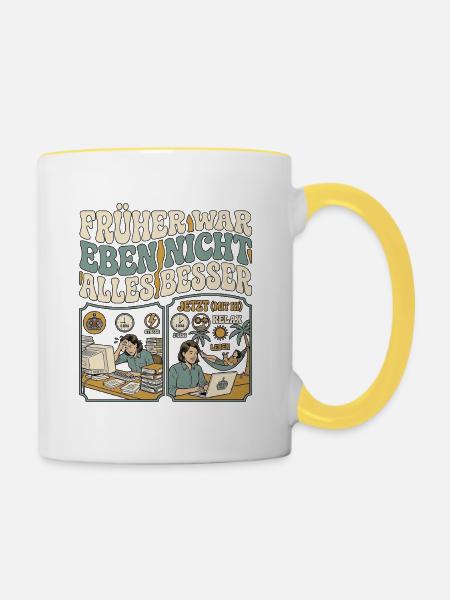 KI Liebhaberin - Tasse zweifarbig - Weiß/Gelb