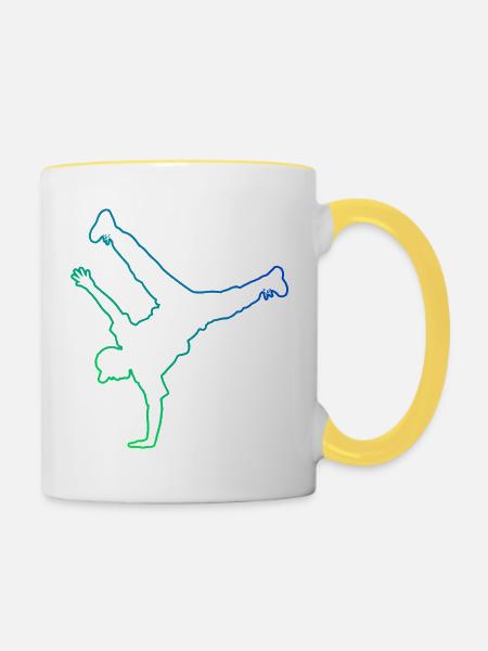 Geschenkidee für einen Breakdancer mit Streetdance - Tasse zweifarbig - Weiß/Gelb