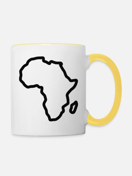 Afrikanischer Kontinent - Tasse zweifarbig - Weiß/Gelb