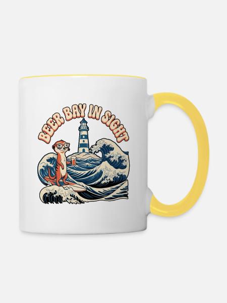 Bier Bucht Erdmännchen - Tasse zweifarbig - Weiß/Gelb