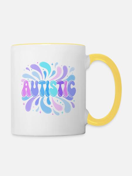 Pastell-Autismus-Explosion - Tasse zweifarbig - Weiß/Gelb