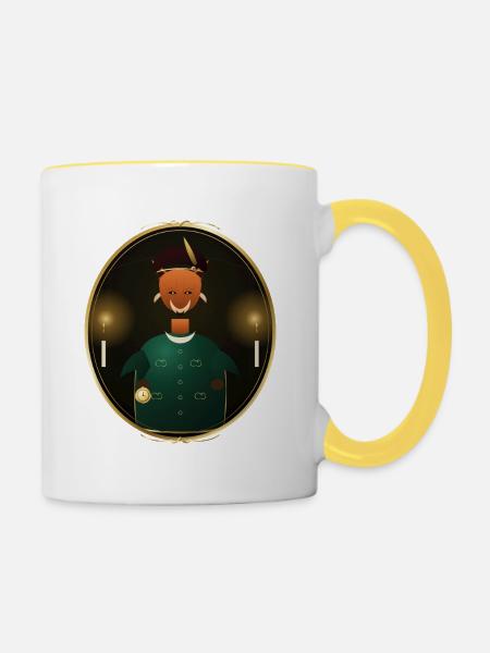 König im Ovalrahmen Porträt - Tasse zweifarbig - Weiß/Gelb