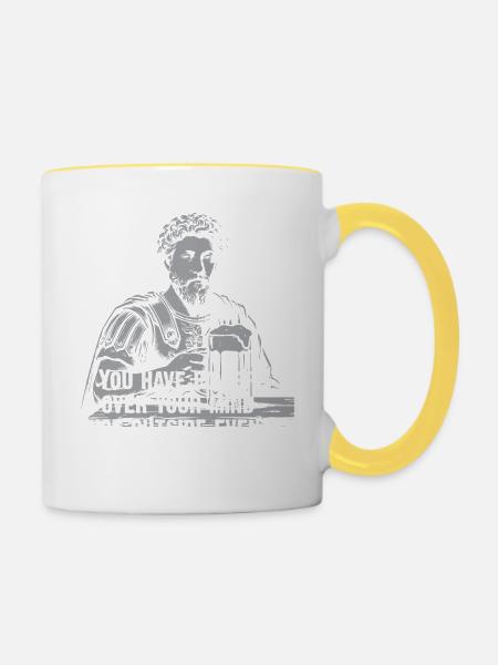Marcus Aurelius Stoic Zitat mit Bier - Tasse zweifarbig - Weiß/Gelb