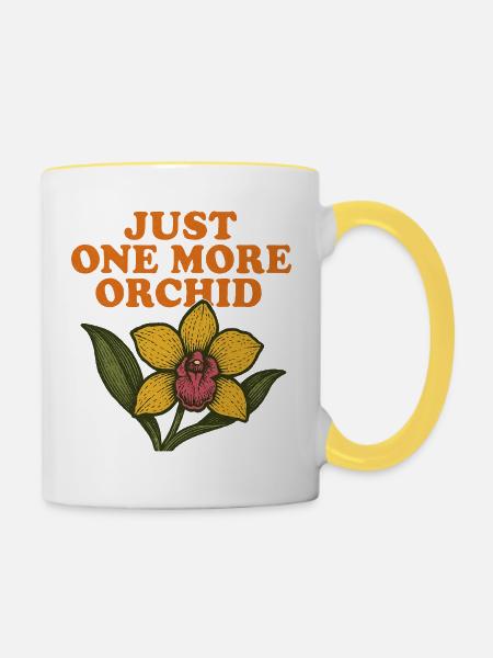 Nur noch eine Orchidee - Tasse zweifarbig - Weiß/Gelb
