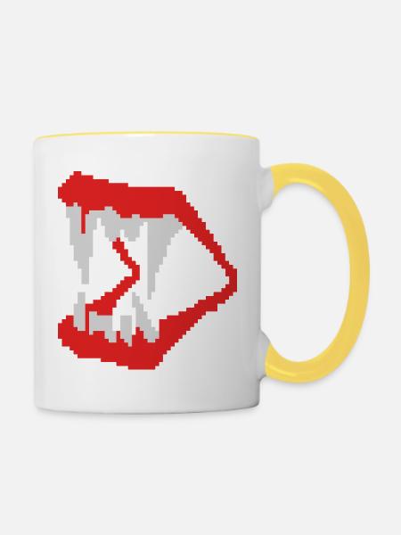 8bit vamp teeth - Tasse zweifarbig - Weiß/Gelb