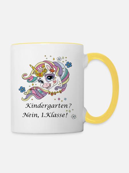 Erste Klasse - Tasse zweifarbig - Weiß/Gelb