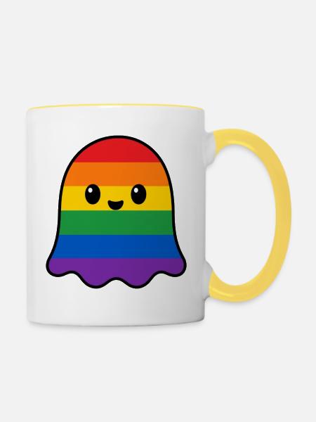 Regenbogen Pride Geist - Tasse zweifarbig - Weiß/Gelb