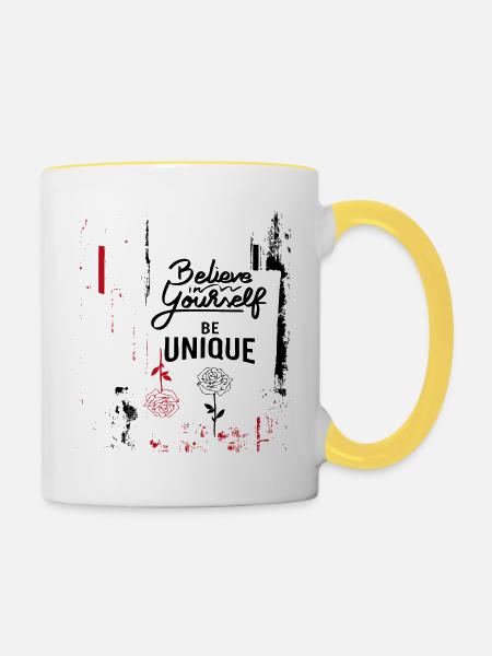 Believe in Yourself - Tasse zweifarbig - Weiß/Gelb