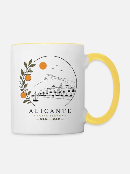 Alicante Küste - Tasse zweifarbig - Weiß/Gelb