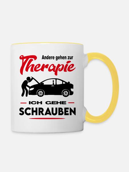 Automechaniker KFZ Mechaniker Schrauber Beruf - Tasse zweifarbig - Weiß/Gelb