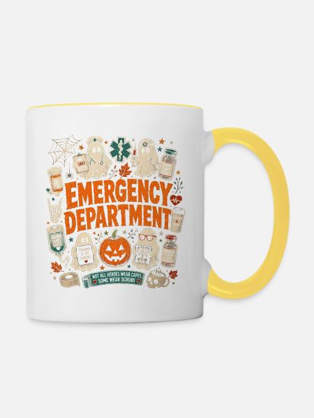 Krankenschwester Krankenpfleger Halloween - Tasse zweifarbig - Weiß/Gelb