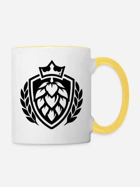 Hopfen Krone Symbol - Tasse zweifarbig - Weiß/Gelb