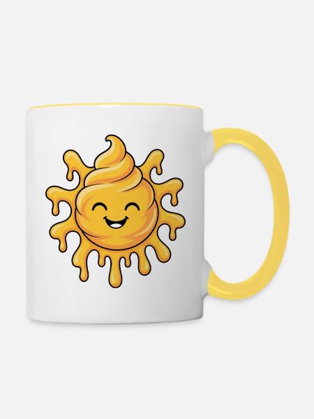Soft-Serve Sun – Melting Sunshine - Tasse zweifarbig - Weiß/Gelb