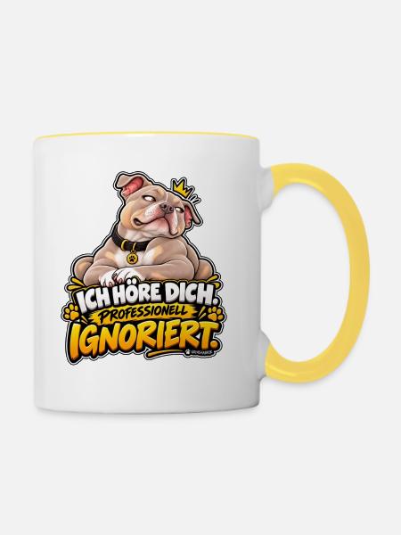 Sturer Hund professionell ignoriert - Tasse zweifarbig - Weiß/Gelb