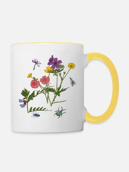 Blumenwiese - Tasse zweifarbig - Weiß/Gelb