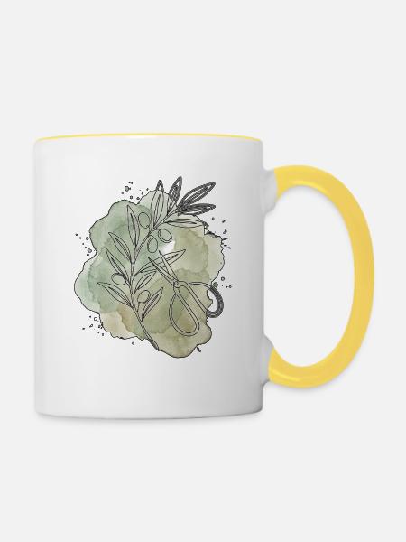 Olivenbaum Experte - Tasse zweifarbig - Weiß/Gelb