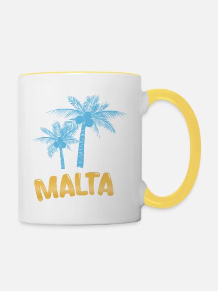 Geschenk für Malta - Tasse zweifarbig - Weiß/Gelb