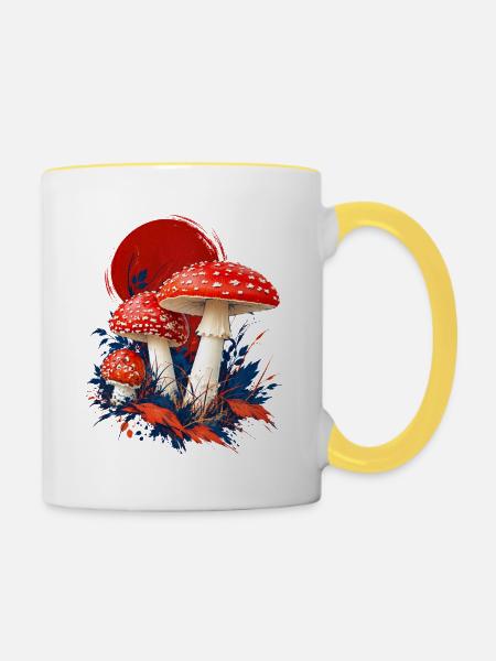 Fly Agaric Rotes Sonnenhemd - Tasse zweifarbig - Weiß/Gelb