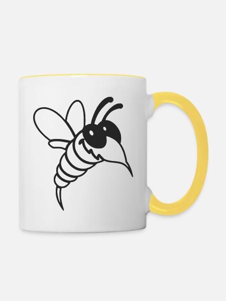 Muecke - Tasse zweifarbig - Weiß/Gelb