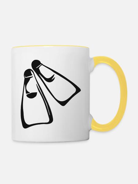 Tauchen - Tasse zweifarbig - Weiß/Gelb