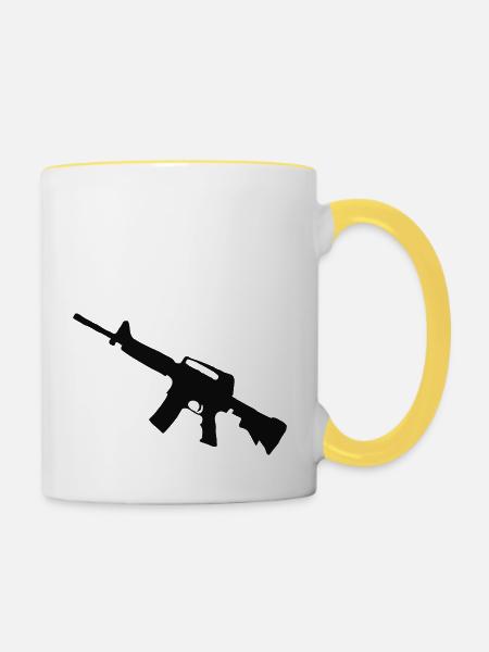 m16 - Tasse zweifarbig - Weiß/Gelb