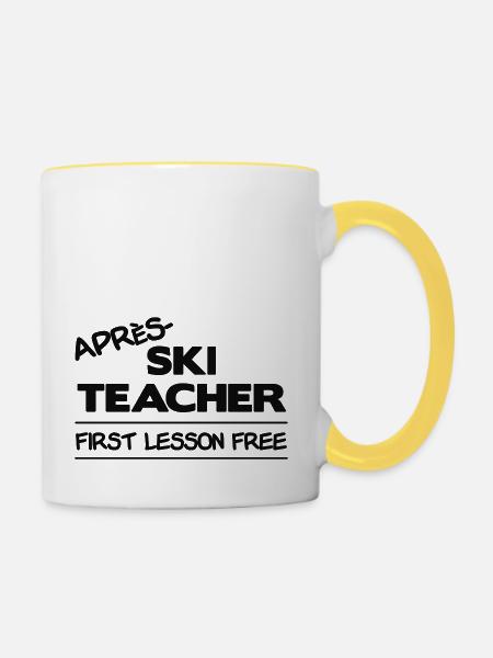 Apres ski teacher - Tasse zweifarbig - Weiß/Gelb