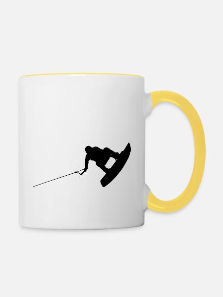 wakeboarder_02 - Tasse zweifarbig - Weiß/Gelb